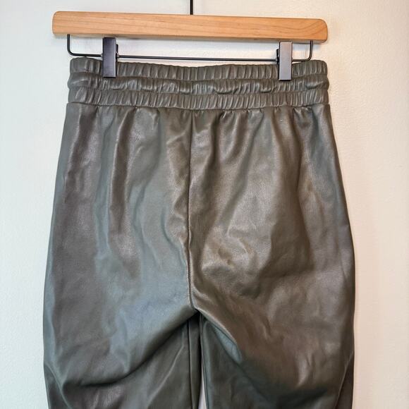 Loft Faux Vegan Leather Straight Leg Pull On Drawstring Pants Green Size X-Small - Picture 7 of 7